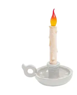 Vnútorné dekoratívne svietidlá SELETTI Stolová LED lampa Grimm Bugia tvar sviečky, biela