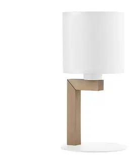 Lampy  Stolná lampička TROY 1xE27/15W/230V biela/drevo 