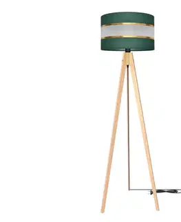 Lampy  Stojacia lampa HELEN 1xE27/60W/230V zelená/zlatá/borovica 