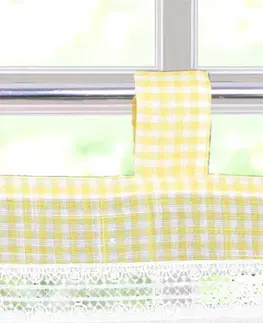 Záclony Forbyt, Hotová záclona, Kostička a čipka, žltá, 40 x 80 cm