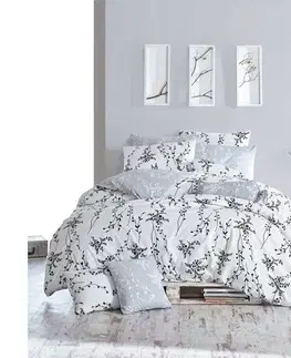 Obliečky BedTex Bavlnené obliečky Blumen sivá, 220 x 200 cm, 2 ks 70 x 90 cm