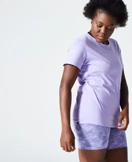 fitnes Dámske tričko na fitnes 500 Essentials neónovo fialové