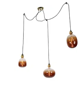Zavesne lampy Závesné svietidlo zlaté 3-svetlo vrátane LED stmievateľné - Cava Luxe