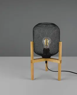 Lampy na nočný stolík Reality Leuchten Stolná lampa Calimero s trojnohým dreveným rámom