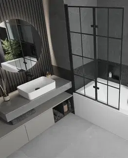 Sprchové dvere MEXEN/S - Cube obdĺžniková vaňa 180 x 80 cm s panelom + vaňová zástena 100 cm, čierna vzor 550518080X92100027077