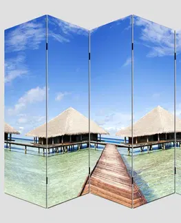 Paravány Paraván pláž Dekorhome 200x180 cm (5-dielny)