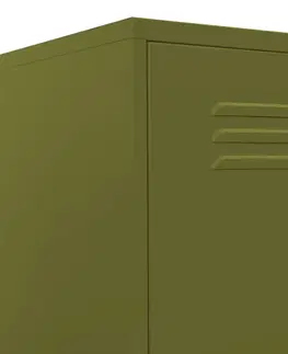 Kancelárske skrine Plechová skrinka Dekorhome Tmavo zelená
