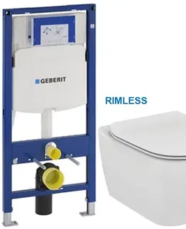 Kúpeľňa GEBERIT Duofix bez tlačidla + WC Ideal Standard Tesi se sedlem RIMLESS 111.300.00.5 TE2
