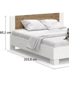 Postele NABBI Mateo LB-180 manželská posteľ s roštom 180x200 cm sosna Andersen / dub april