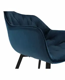 Stoličky Dizajnové kreslo, modrá Velvet látka, FEDRIS