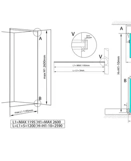 Sprchovacie kúty POLYSAN - ARCHITEX LINE sada pre uchytenie skla, podlaha-stena-strop, max.š. 1200, čierna matná AXL2812B