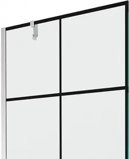 Sprchové dvere MEXEN/S - Next vaňová zástena FIX 90x150 cm, čierny dekor, chróm 895-090-000-00-77-01