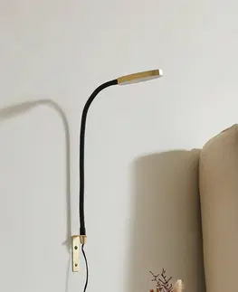 Nástenné svietidlá Lindby LED lampa na čítanie Lindby Flexola, zlatá, okrúhla hlava
