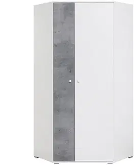 Šatníkové skrine Rohová skriňa Sigma Si2 biely Lux/betón