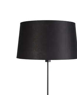 Stojace lampy Stojacia lampa čierna s čiernym ľanovým tienidlom nastaviteľným 45cm - Parte