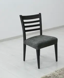 Stoličky Poťah elastický na sedák stoličky, komplet 2 ks Estivella odolný proti škvrnám, tmavo šedá