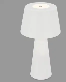 Vonkajšie osvetlenie terasy Briloner Stolová LED lampa Kihi nabíjateľná batéria biela