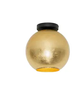 Stropne svietidla Dizajnové stropné svietidlo čierne so zlatým sklom - Bert