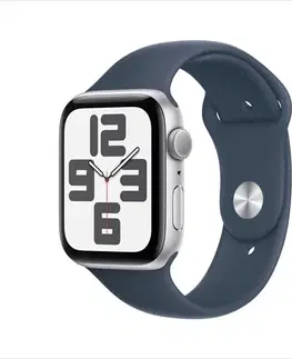 Inteligentné hodinky Apple Watch SE GPS 44mm strieborná , hliníkové puzdro so športovým remienkom burková modrá - M/L