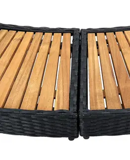 Doplnky k nafukovacím vírivkám DEOKORK Set nábytku k mobilnej vírivke kruhovej (čierny umelý polyratan   masívne tropické drevo z akácie)