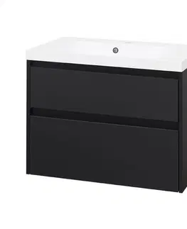 Kúpeľňový nábytok MEREO - Opto, kúpeľňová skrinka s umývadlom z liateho mramoru 81 cm, čierna CN941M