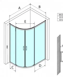 Sprchové dvere GELCO - SIGMA SIMPLY štvrťkruhová sprchová zástena 1200x900, R550, L/R, číre sklo GS1290