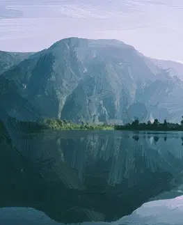 Obrazy prírody a krajiny Obraz maľovaná scenéria horského jazera