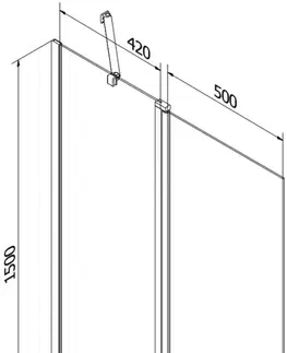 Sprchové dvere MEXEN/S - Cubik obdĺžniková vaňa 150 x 70 cm s panelom + vaňová zástena 100 cm, čierna vzor 550315070X9410117077