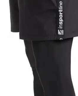 Pánske klasické nohavice Pánske legíny 2v1 inSPORTline Closefit predĺžená - čierna - L