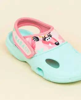 obuv Detské plavecké sandále 500 mentolovo zelené