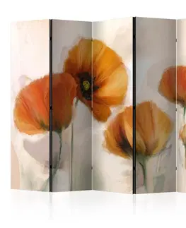 Paravány Paraván poppies - vintage Dekorhome 225x172 cm (5-dielny)
