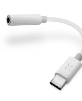 USB káble FIXED LINK Redukcia pre pripojenie slúchadiel z USB-C na 3,5 mm jack s DAC chipom, biely FIXL-CJD-WH