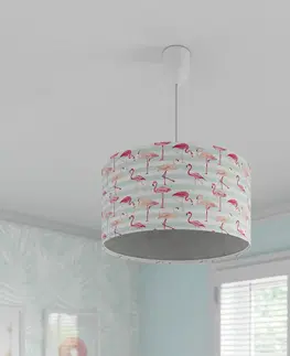 Závesné svietidlá Maco Design Závesné svetlo Miami s potlačou motívu plameniaka