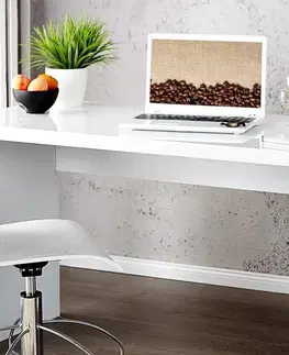 Kancelárske stoly LuxD Kancelársky stôl Barter 140cm biely vysoký lesk 140 cm x 75 cm