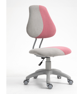 Kancelárske stoličky KONDELA Raidon detská stolička na kolieskach sivá / ružová