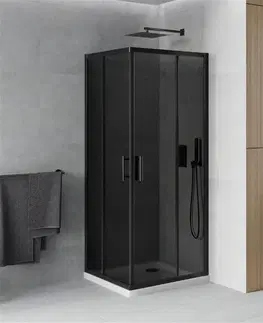 Vane MEXEN/S - Rio sprchovací kút štvorec 90x90, grafit, čierna + biela vanička so sifónom 860-090-090-70-40-4010B