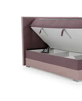 Postele NABBI Dalino 180 čalúnená manželská posteľ s úložným priestorom fialová / ružová