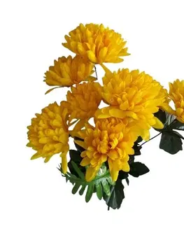 Kvety Umelý zväzok Chryzantém, žltá, výška 58 cm