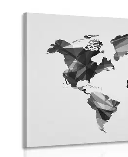 Obrazy mapy Obraz mapa sveta v dizajne vektorovej grafiky v čiernobielom prevedení