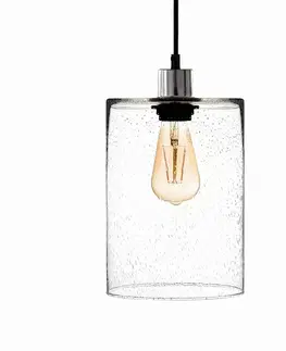 Závesné svietidlá Solbika Lighting Závesná lampa Sóda valec, sklo, číra Ø 18 cm