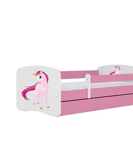 Jednolôžkové postele Detská Posteľ. Babydreams+Sz+M Ružová 80x180 Jednorožec