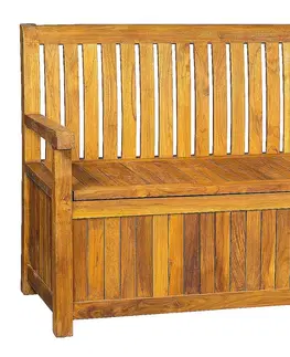 Záhradné lavice DEOKORK Záhradná teaková lavica s úložným boxom PIETRO 180 cm