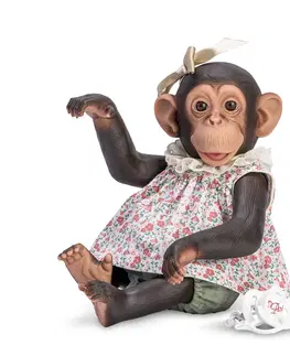 Hračky bábiky RAPPA - Realistická bábika od Asivil zo Španielska šimpanz Lola kvetina 35 cm