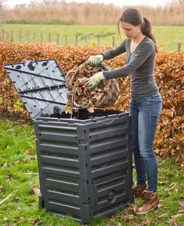 Kompostéry Záhradný kompostér 300l čierny Dekorhome