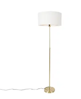 Stojace lampy Stojacia lampa nastaviteľná zlatá s tienidlom biela 50 cm - Parte
