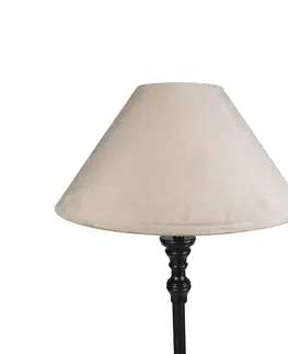 Stojace lampy Stojacia lampa čierna s velúrovým tienidlom taupe 55 cm - Classico