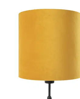 Stolove lampy Stolová lampa čierna so zamatovým odtieňom žltá so zlatom 25 cm - Parte