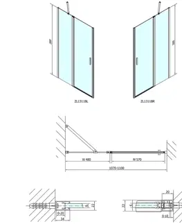 Sprchovacie kúty POLYSAN - ZOOM LINE BLACK sprchové dvere 1100, číre sklo ZL1311B