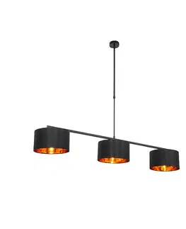 Zavesne lampy Moderné závesné svietidlo čierne so zlatou 125 cm 3-svetlo - VT 3