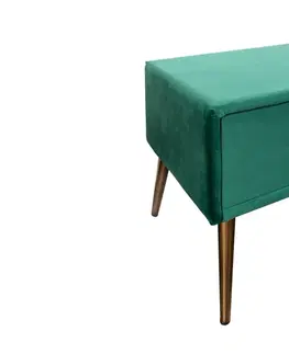 Nočné stolíky LuxD Štýlový nočný stolík Lena smaragdovozelený zamat